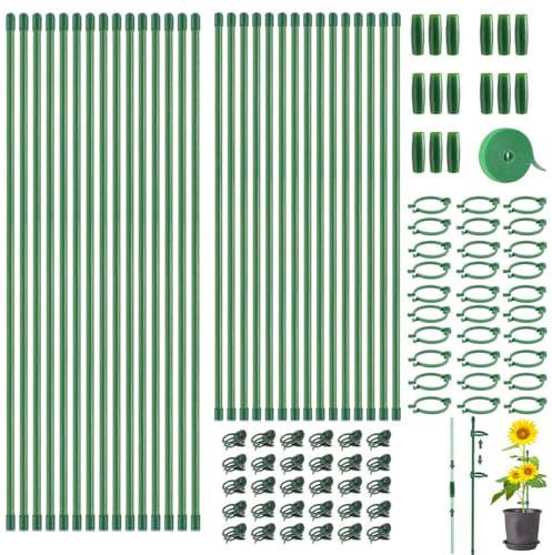 30 Pezzi Supporto per piante, Bastoncini per Orchidee, Tutori per Piante, Viene Fornito con Moschettoni, Tubi di Srolunga, per Piante Orchidee Pomodori, Sostegno per Piante (30pcs, 30cm+40cm)