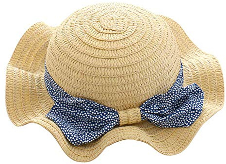 Aiyomimo Cappello di paglia per neonati, con fiocco, primavera, estate, da spiaggia, giallo., 6-12 Mesi