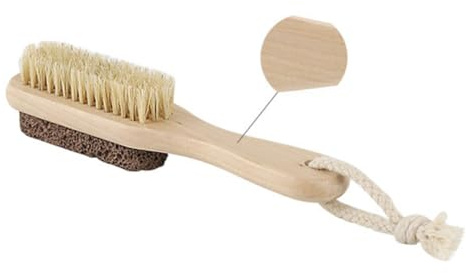 Doppelseitiger Hornhautentferner mit Steinborsten Beige | Aufhängeschnur, Ergonomische Form, zur Entfernung Abgestorbener Haut, 1 Stück