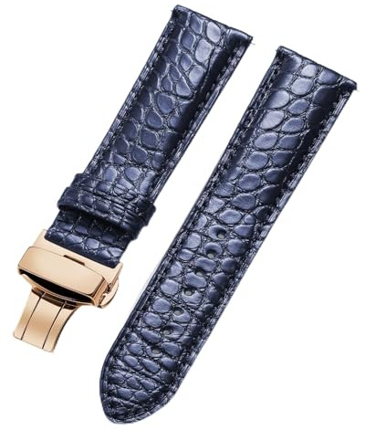 BINLUN Bracelet Montre en Cuir Gaufrage Crocodile Véritable Bracelet en Motif Alligator Pelle pour Homme Femme 18mm 19mm 20mm 21mm 22mm Boucle Deployante à Libération Rapide