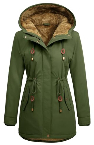 Vancavoo Manteau Femme Hiver Blouson Polaire Chaud Veste à Capuche Décontracté Doudoune Parka Outercoat avec Zippé,Vert,XXL