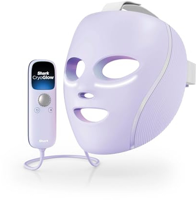 Shark CryoGlow Mascara LED Facial, antiedad y de limpieza de cutis con tecnología de frío, LED rojo y azul, luz infrarroja, USB-C, mando a distancia, bolsa y correas, lila FW312EUPL
