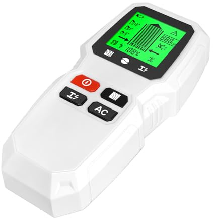 Rilevatore di bulloni per travi – strumento di ricerca di bulloni, scanner da parete | Rilevamento bordi centrali, display LCD, ricerca di bulloni professionale, per legno, cavo AC, metallo, progetti