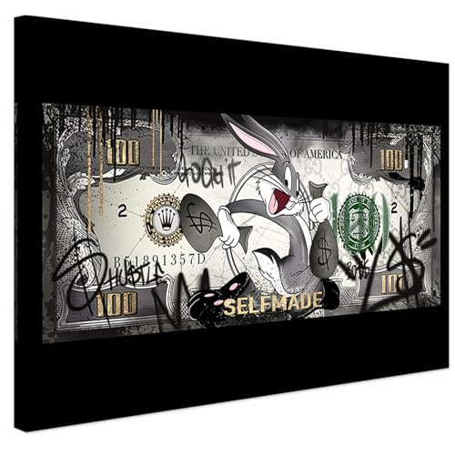 AREDE Bilder Wanddeko auf Leinwand Schneller als Geld Art Decor Wohnzimmer Deko Zimmer Wandbilder Modern Bild | 60 x 40 cm | Fertig zum aufhängen