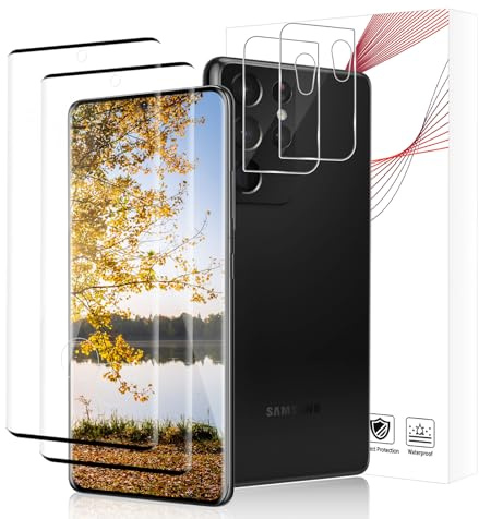Bodyguard 2+2 Stück Schutzfolie für Panzerglas für Samsung Galaxy S21 Ultra 5G, 3D 9H Härte Dauerhaft Fingerabdruck-ID Ultradünn Ultra-Klar Sensitive Touch S21 Ultra Displayschutz