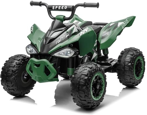 LALAHO Quad Elettrico per Bambini 12 V (Verde) | Doppi Motori, Telecomando 2.4 GHz, MP3, Sospensioni, Auto Elettrica per Bambini 3-5 Ann