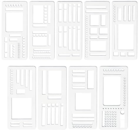 9 Stück Bullet Journal Schablonen, Handgemachte Flexible Record Schablone | Schablonenentwurfswerkzeuge Journaling Zubehör, Linien für Planer Zeilen und tägliche Planung, Wiederverwendbare Vorlage