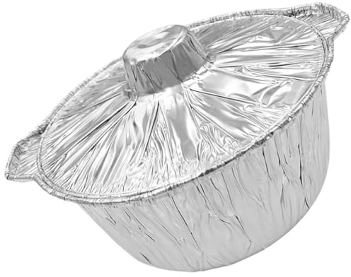ULTECHNOVO Bandeja de Aluminio Tapa 5300ml para Barbacoa Portátil, Sartén Redonda para Cocinar al Aire Libre y Picnic, para Alimentos Seguro y Resistente al Calor
