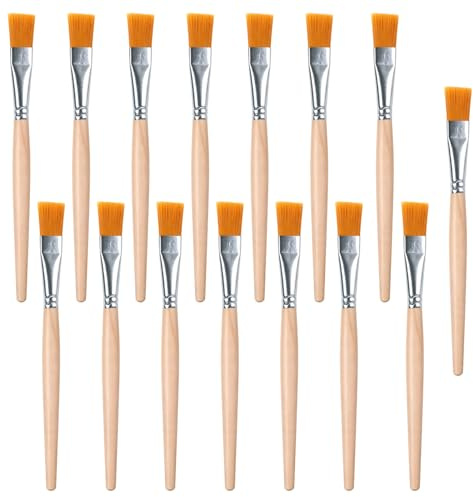 15PCS Flux Brush, Paint Glue Brushes with Wooden Handles, Nylon Brush Paint Glue Brushs, Small Paint Brush Set for Cleaning Soldering Flux Glue Repair Art Painting
