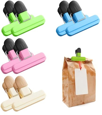 Chiudi Sacchetti, 8 Pezzi Clip per Cibo Sacchetti, Clip di Chiusura in Plastica Mollette, Mollette Plastica Cucina Casalinghi, per Chiudere Sacchetti per Alimenti Snack