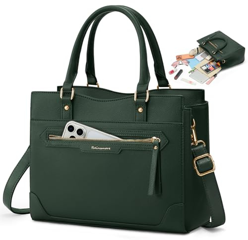 RAINSMORE Handtasche Damen Mittelgroß PU Leder Damen-Henkeltaschen | Tasche Damen Wasserdicht Damenhandtasche Elegante Henkeltasche Schultertasche Umhängetasche für 11 Zoll Tablet