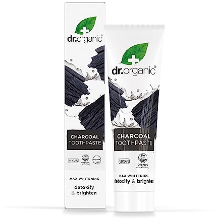 Dr Organic Aktivkohle Zahnpasta, Extra Aufhellend, Natürlich, Vegan, Tierversuchsfrei, Paraben- & SLS-frei, Recycelt & Recyclebar, Bio, 100ml