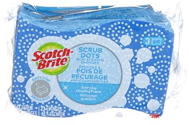 Scotch-Brite Éponge Grattante Scrub Dots pour La Cuisine - 3 Éponges par Paquet - Non rayante - pour Un Nettoyage Efficace et Protecteur