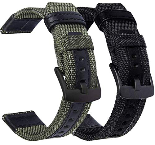 OTOPO Compatible Galaxy Watch 3 45mm Strap, Galaxy Watch 46mm Strap, Gear S3 Strap - 2Pack 22mm Premium Nylon Replacement Wrist Strap for Galaxy Watch 46mm /S3 Frontier Smartwatch -Black+Green