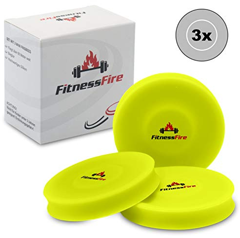 Set de 3 Mini Frisbee - El pequeño disco Frisbee vuela más de 60 metros - El nuevo deporte de moda - Alternativa al deporte Frisbee habitual - Amarillo