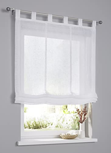 Store Bateau Romain Voilage Brondby uni Blanc 45 x 145 cm Hauteur Pattes Compris