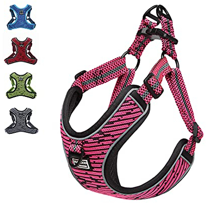 Suredoo Hundegeschirr für Große Mittlere Kleine Hunde Welpen Haustiere, Anti Zug Geschirr No Pull Sicherheitsgeschirr Reflektierend Atmungsaktiv Brustgeschirr Dog Harness Weich Einstellbar (M, Pink)