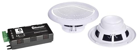 e Audio Paire d'haut-parleurs B300C - Marins Résitants à l'humidité avec Amplificateur 30W Google Home Bluetooth Amazon Alexa