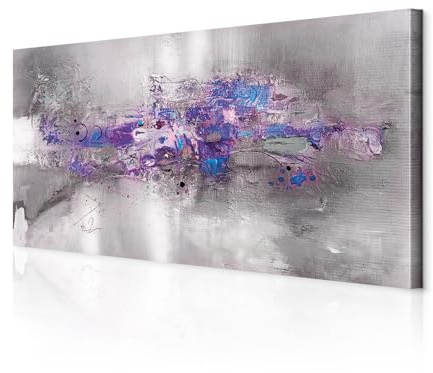 decomonkey Wandbilder Abstrakt 140x70 cm 1 Teilig Leinwandbilder Kunstdruck | Strukturleinwand, Holzkeilrahmen, Bild auf Leinwand, Wanddeko, Wohnzimmer, Wanddekoration, Modern, Kunst, Loft, blau, silber