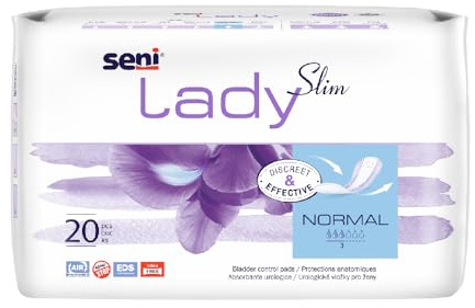 Bella Seni Lady Slim Normal Bladder Control Pads | Light Incontinence | Highly Absorbent, Skin-Friendly | Size 280mm | Pack of 1 | Pack of 20