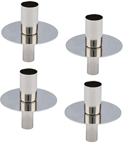 Metall Flaschen Kerzenhalter 4er Set je 8 cm - Silber - Flaschenaufsatz für Stabkerzen - Advent Kerzen Ständer Leuchter Einsatz für Tafelkerzen