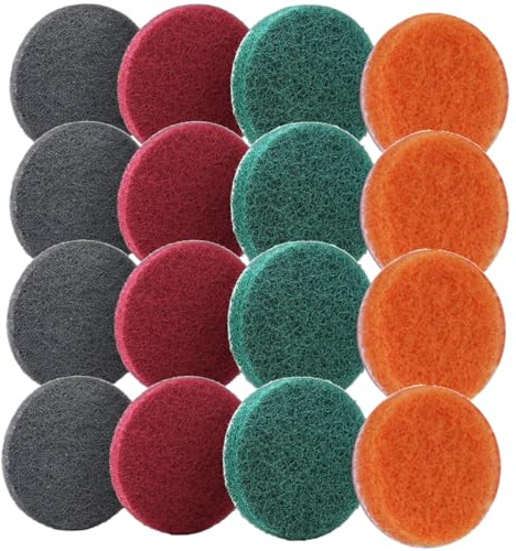 Schleifvlies 16er Set VÉZAAR Schleifwerkzeuge Polierpads 125mm für Holz, Edelstahl, Kunststoff, Möbel, Geländer, körnung 180 320 800 1500