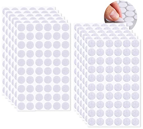 1008 Stück Klettpunkte Selbstklebend, 10mm Rund Doppelseitige Klebende Klettverschluss, Self Adhesive Rund Klett Klebepunkte Klettverschluss Selbstklebend für DIY Handwerk Kunststoff