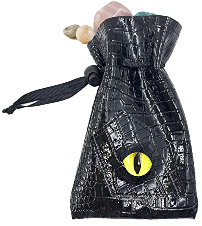 Würfelbeutel - Kühle Realistische PU Leder weiche Drachen Auge Würfel Tasche - Würfel Zubehör Aufbewahrungstasche Glas Konvexe Runde Augen Kordelzug Design Delr, Grüne Augen, 1