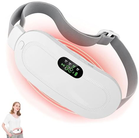 FONPOO Perioden Wärmegürtel 2500mAh, 3 Temperaturstufen,4 Massage Modi | Wiederaufladbar via USB, lindert Rücken-, Beinschmerzen und Menstruationskrämpfe