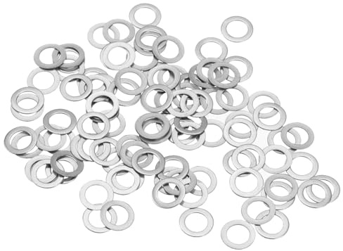 sourcing map M5 304 Edelstahl-Unterlegscheiben, flach, 5 x 8 x 0,5 mm, ultradünne flache Abstandshalter für Schraubenbolzen, elektronische Reparatur, Automobil, 100 Stück