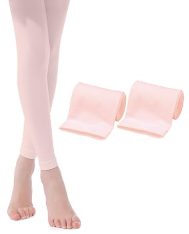 Deesorxin 2 Pairs Ballet Tights for Girls Footless Pantyhose Ultra Soft Dance Tights for Toddler Kids Pink S(2-4 T)