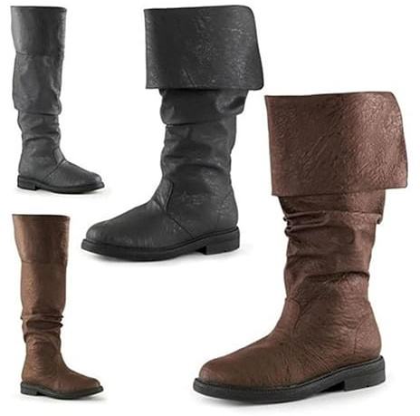 DJFOG Bottes occidentales pour Hommes, Bottes de Pirate médiévales, Bottes Gothiques pour Hommes et Femmes tirant Le Mollet, Bottes de Jazz Plates, Bottes de Chevalier