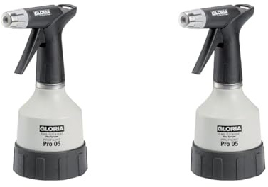 Gloria Handsprüher Pro 05 | 0,5 L Sprühflasche mit Doppelhubpumpe| Für Industrie und Handwerk | Stufenlos verstellbare Düse | Ölfest (Packung mit 2)