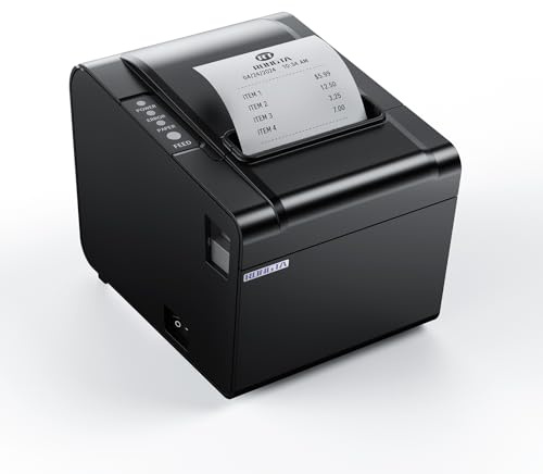 Rongta POS Receipt Printer, 80mm Thermal Printer, ESC/POS, Restaurant Kitchen Printer with Auto Cutter Support Cash Drawer,USB Serial Ethernet Receipts Printer for Small Business,Not for Square