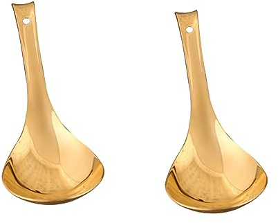 BESTonZON 2pièces Cuillère De Service Laiton Épais Cuillère à Soupe Pour Cuisine Ustensile Pratique De Service De Riz Longue Pour Portions De Riz Et