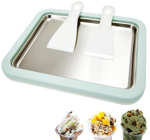 MICEAN Instant Ice Cream Maker,Rolled Ice Cream Maker, Soft Serve Ice Cream maker,Perfect for Frozen Yogurt, and More! Food grade stainless steel ice cream roll machine for home us. (Aquamarine)