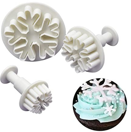 IMIKEYA 3pcs Snowflake Spring Press Mold Set Baking Mold Fondant Cookie Cutters for Christmas Decorating