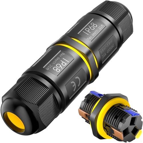 PEBA IP68 Waterproof Cable Connector Outdoor, 2 Way Waterproof Junction Box Outdoor Cable Connector, 3 Pins Wire Connector, Extension Electrical Cable Protector for Cable Diameter Ø4mm-12mm (1 Pack)