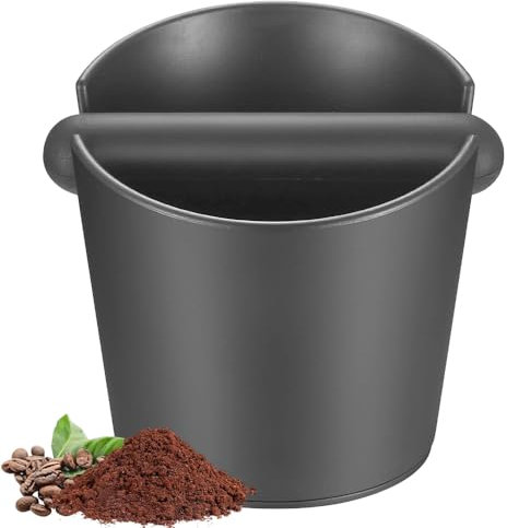 Coffee Knock Box, Non-Slip Coffee Grounds Container, 12.2cm/4.8in Espresso Coffee Knock Box Coffee Knock Box Rubber Coffee Grounds Knock Box Coffee Grounds Container (Black)