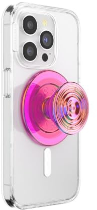 PopSockets Phone Grip for MagSafe, Magnetic Holder, Phone Stand, Hot Pink - Ripple Iridescent Absinthe