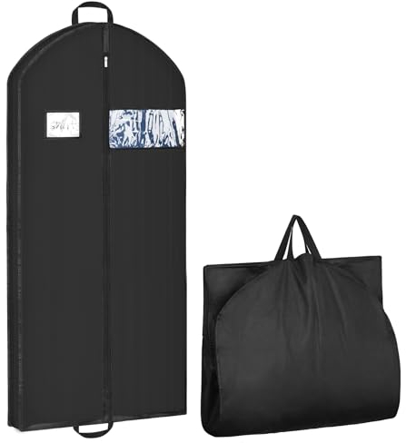 Hejo Kleidersack, 152×60 cm Lange Anzugtasche, Staubdichte Kleiderschutzhülle, Wasserdichte Damen＆Herren Kleidersack Anzug mit Griffen＆Reißverschluss, Anzug Schutzhülle für Mantel Kleid Jacke(Schwarz)