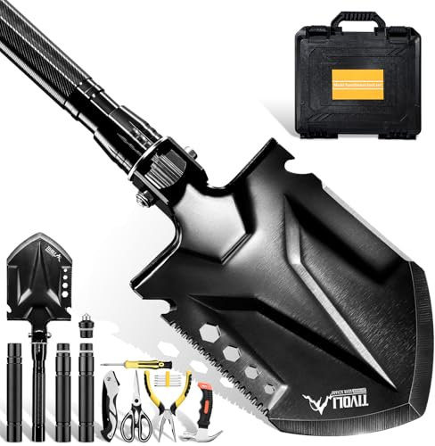 TIVOLI Pala pieghevole multifunzione per esterni, set di pale da campeggio in acciaio ad alto tenore di carbonio con accessori multifunzionali, attrezzature di sopravvivenza per giungla, neve e altri