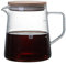 Nikou Verseuse en Verre, Cafetière en Verre Borosilicate, Verseuse avec couvercle, avec Couvercle en Bois, Diplômés (500 ml, 10x12cm)