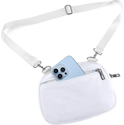 MAXTOP Kleine Crossbody Bag Damen Herren Umhängetasche Damen Handy Gürteltasche Geldbörse Fanny Pack mit verstellbarem Gurt für Reisen Casual Festival Geschenke Weiß