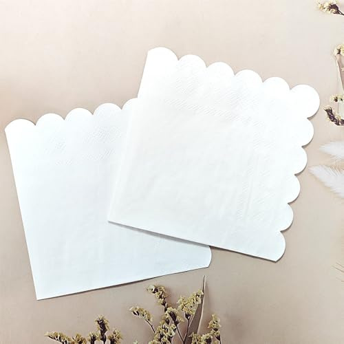 Namzi 50 Servietten, 2-lagig, gefaltet, 12 x 12 cm, Einweg-Servietten für Abendessen, Hochzeit, Geburtstag, Party, Brautjubiläum, Empfang, Veranstaltung (weiß)