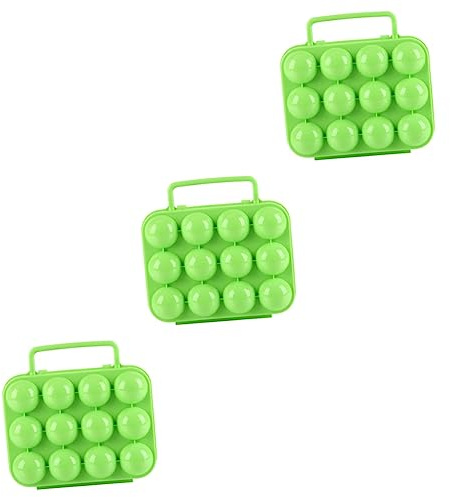 KITANDOVE 3St Eierbehälter für 6 Eier Tragbarer 6-Eier-Slot-Halter Eierhilder Eierhalter Halter für gekochte Eier wiederverwendbarer eierkarton egg tray eier aufbewahrung Eierbox Green