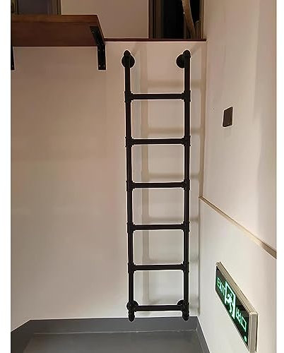 Attic Loft Échelle murale pour lit haut 165,1 cm Vertical Dortoir Double échelle avec échelle de sortie, capacité de charge de 150 kg