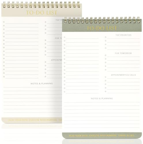 ZICOTO Beautiful To Do List Note Pads Set Of 2 for Easy Daily Planning - The Perfect Work Notepads, Notebooks and Office Desk Supplies For Women - Perfect to Effectively Organize Your Tasks