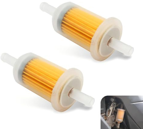 Eratus 2 PCS Fuel Filter, Impurity Filtering Engine Protection Oil Cup, Transparent Housing Inline High Flow Filter Replacement, Universal for Most Motorcycle Scooter Dirt Bike (Yellow)