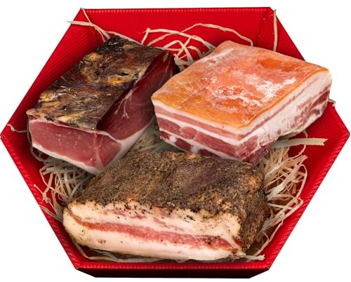 WURSTBARON® Speck Paket mit südtiroler Speck, Guanciale und Pancetta, Geschenk Kistl mit 3 italienischen Spezialitäten, Präsentkorb mit Schmankerl aus Südtirol